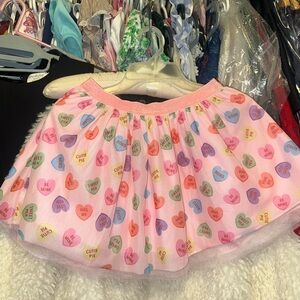 Pink Heart Print Skirt